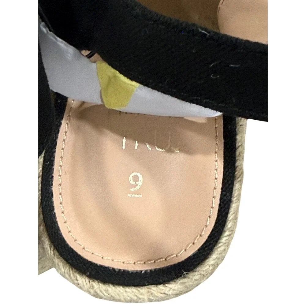 Time and Tru Espadrille Wedge Sandals Black Size 9